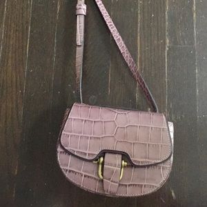 NWT Jcrew mini leather rider bag in croc - purple